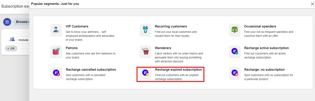 How to create a segment to find expired Recharge subscriptions?