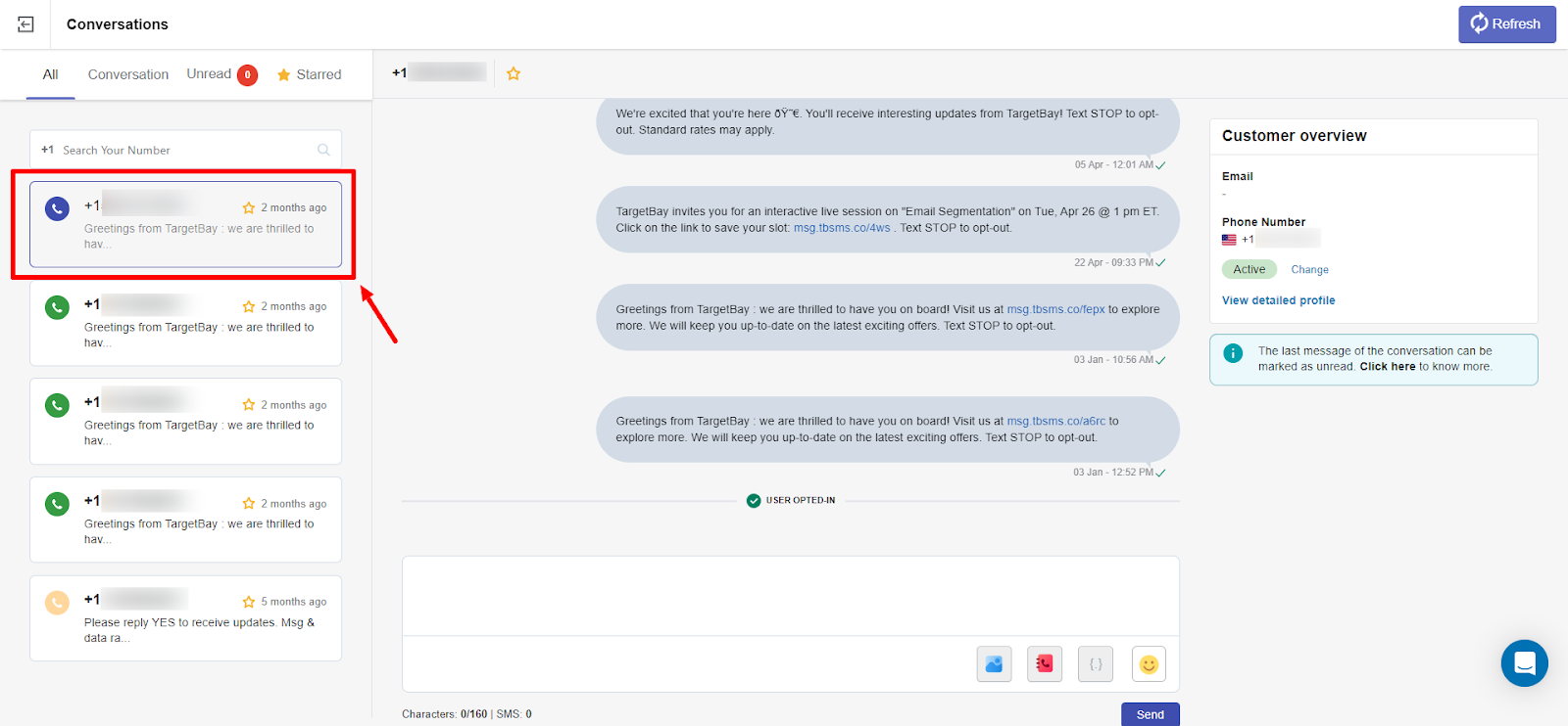 SMS Conversation: Mark a Conversation Unread