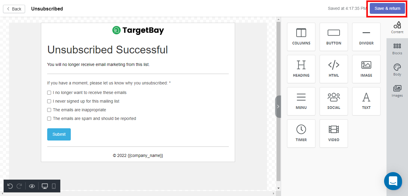 How To Customize An Unsubscription Confirmation Page?