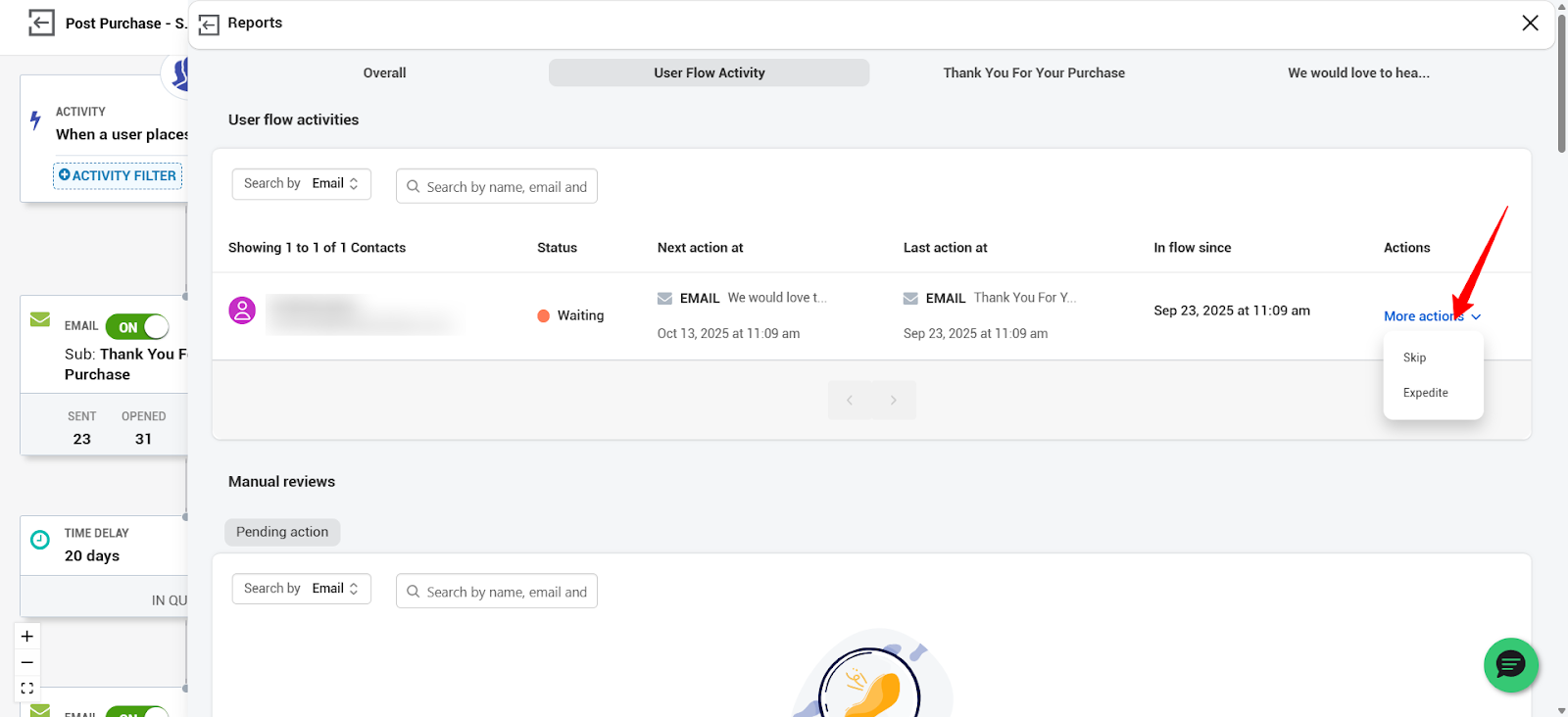 How to manually Skip or Expedite Contacts in an automation flow
