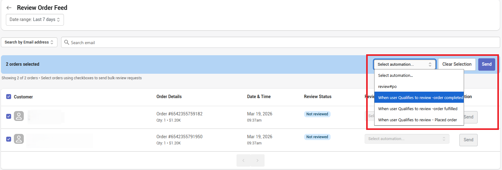 How to manually send Review Requests Email via the Review order feed in ...